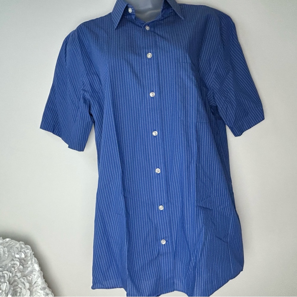 Stafford Travel Blue Stripe‎ Shirt Men's 15 1/2 Regular Fit